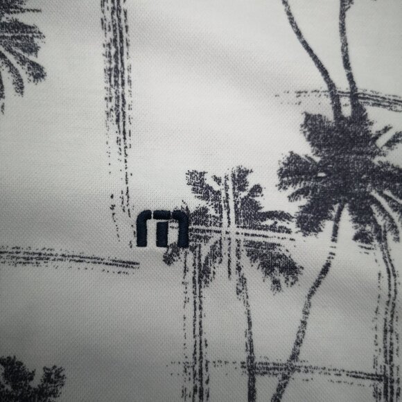 Travis Mathews Men's Size XXL White w/ Grey Palm Trees Straight Fit Polo - Picture 8 of 11